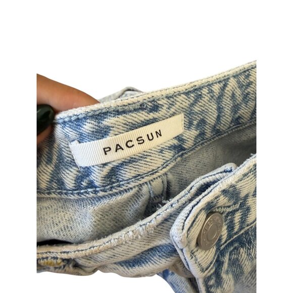 PACSUN Light Wash Distressed High Rise Denim Shorts Size 22 - Picture 8 of 8